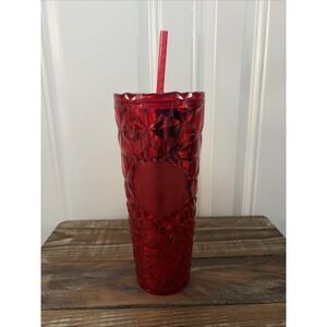 Starbucks Christmas Holidays Red Diamond Prism Crystal Venti 24oz Tumbler